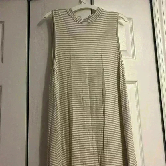 Alya Dresses & Skirts - Tan and White Striped Loose Dress